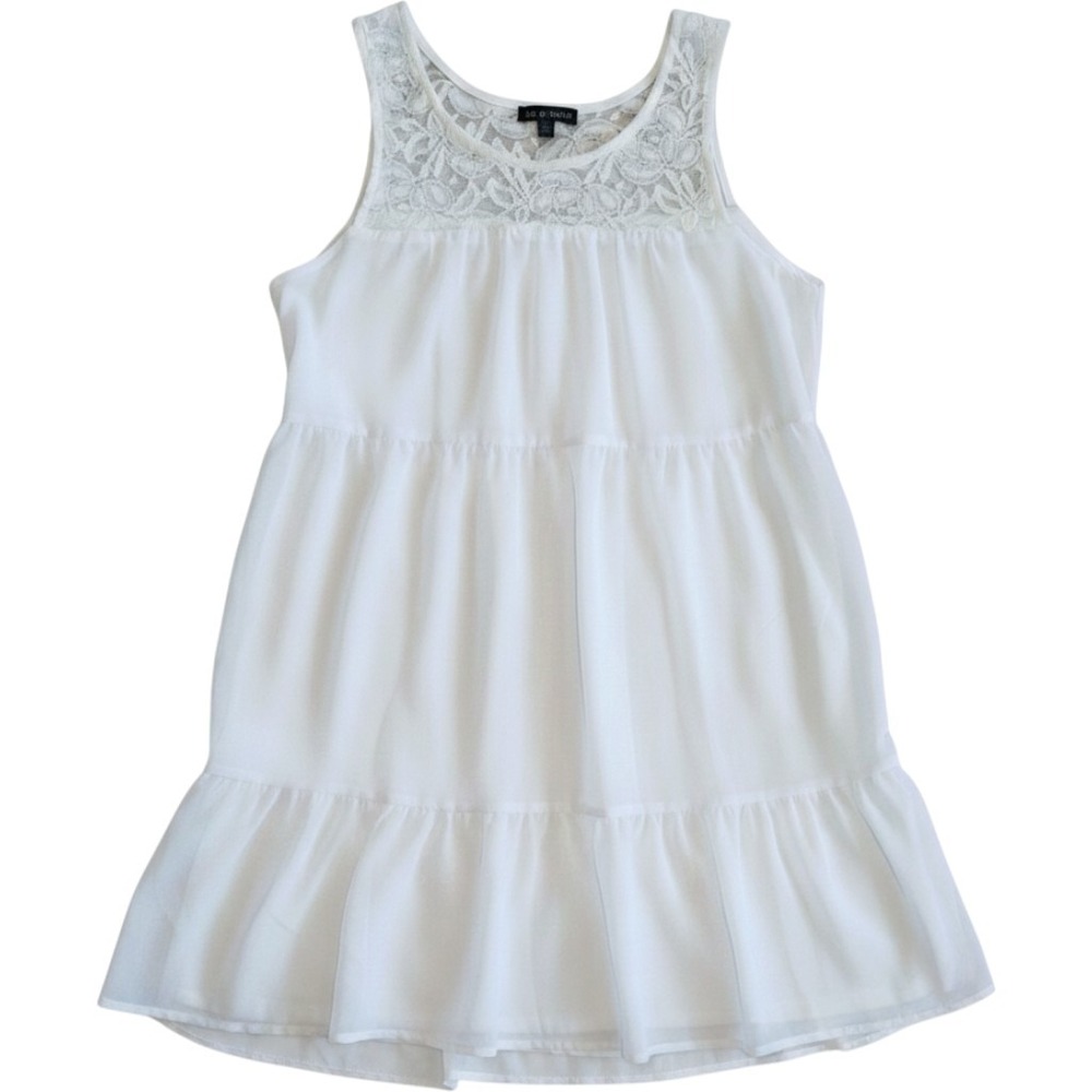 Women Baby Doll Dress Medium White Lace Shift Short Beach Sleeveless Medium